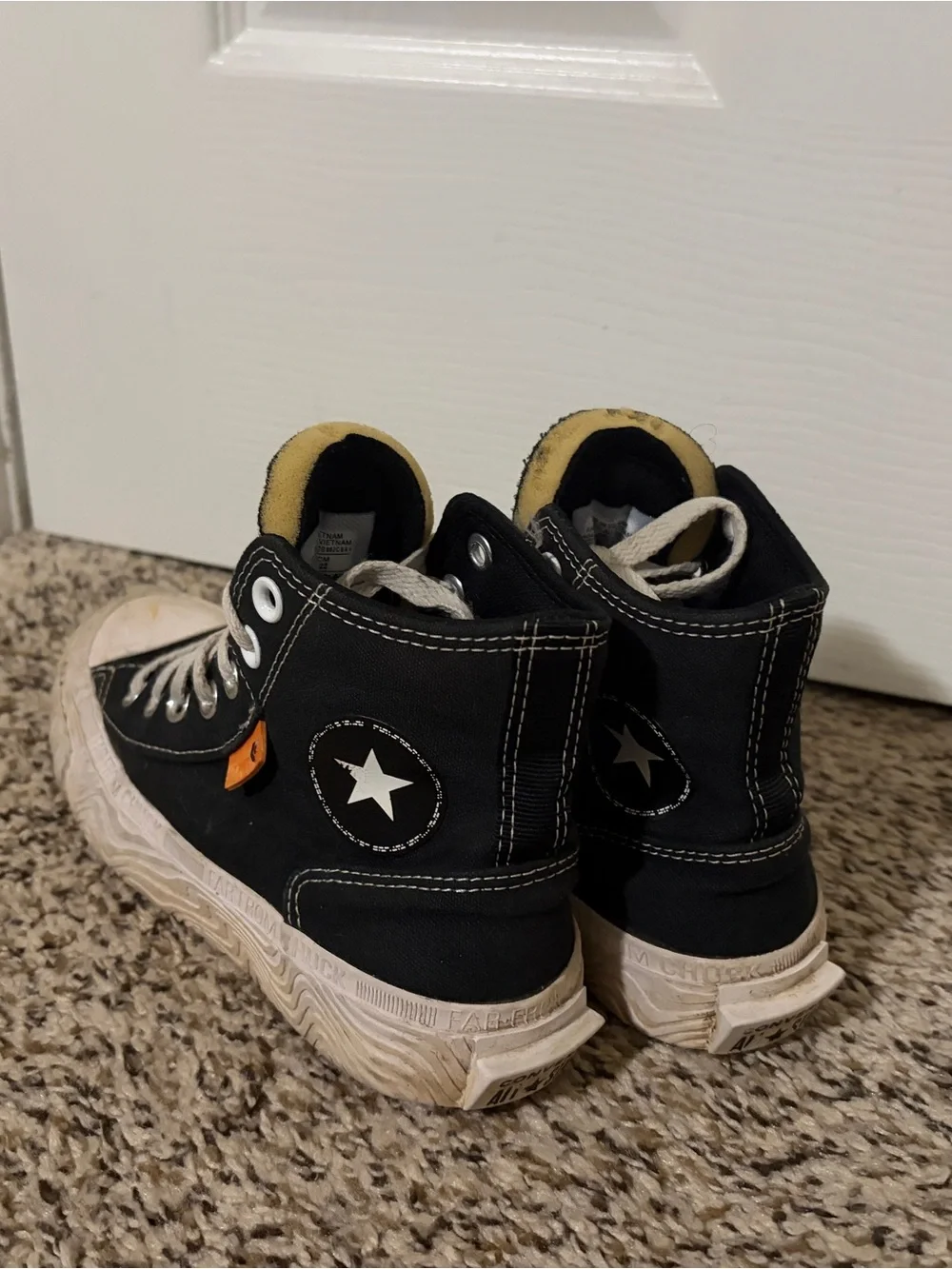 Grunge “Far From Chuck” Black High-Top Canvas Sneakers with White Sole - Kids